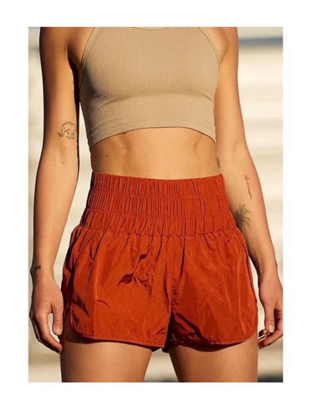 Free People Way Home Rust Athletic Shorts